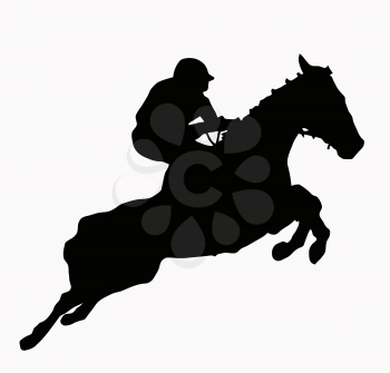 Sport Silhouette - Jokey and horse jumping steeple
