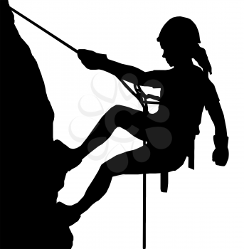 Isolated Image of a Female Abseiler Climbing a Rock Face