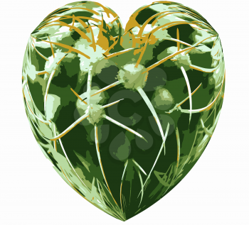 Love Hurts Isolated Heart Shape with Thorny Plant Texture VB 