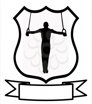 Male Gymnastics Sport Emblem Badge Shield Logo Insignia Coat of Arms