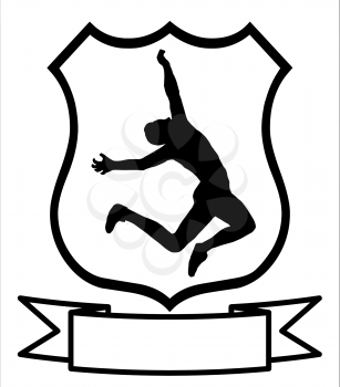 Isolated Image of a Male Long Jumper on a Shield