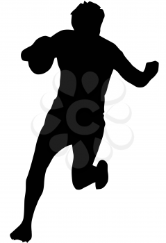 Sport Silhouette - Rugby Runner Blocking isolated black image on white background
