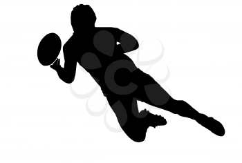 Sport Silhouette - Rugby Football Scrumhalf Passing Ball with Dive Pass

