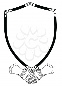 Isolated 16th Century Ceremonial or War Shield with Gloves Vector