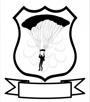Isolated Image of a Parachuter or Sky Diver on a Shield  