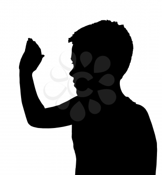 Isolated Silhouetted Boy Child Gesture and Activity High 5 Wave