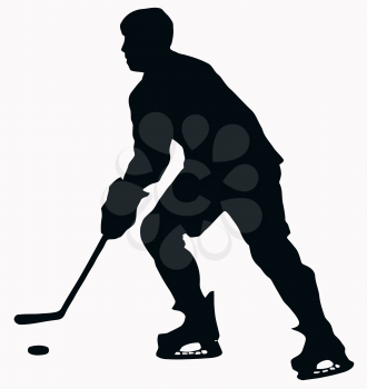 Sport Silhouette - Ice Hockey Player isolated black image on white background
