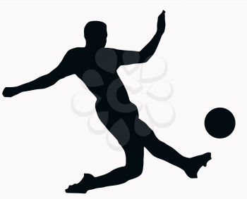 Sport Silhouette -Soccer player kicking ball isolated black image on white background
