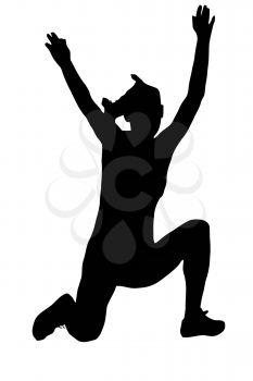 Sport Silhouette - Female Long Jumper isolated black image on white background
