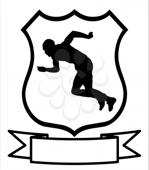 Isolated Image of a Sprint Runner on a Shield  