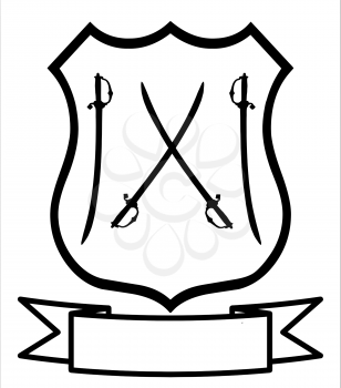 Sword Fencing Sport Emblem Badge Shield Logo Insignia Coat of Arms