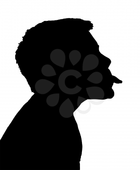 Isolated Silhouetted Boy Child Gesture and Activity Sticking Out Tongue