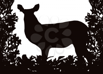 Waterbuck in Isolated bush or jungle frame Vector (EPS)