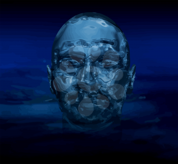 Artistic abstract Image of a man's face made of shiny water vector