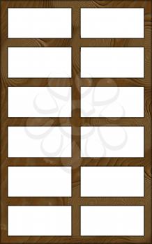 Isolated Single Layered Contoured Wooden Twelve Window Wide Frame