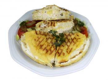 Isolated Chicken Mayo Tramezzini on White Plate