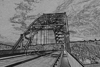 3D Black and White Hang Bow Bridge Image
