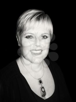 Black and White Picture of Stylish Middle Aged Woman