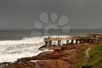 Picture of Stormy Sea Weather at Concrete Jetty