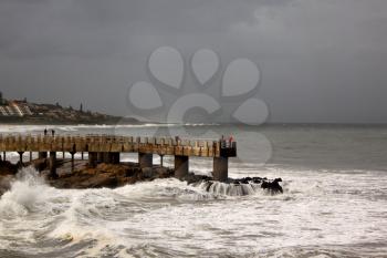 Picture of Stormy Sea Waves and Weather at Concrete Jetty