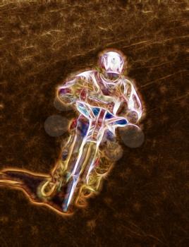 Royalty Free Clipart Image of a Dirt Track Motorcycle Rider