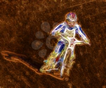 Royalty Free Clipart Image of a Dirt Bike Racer