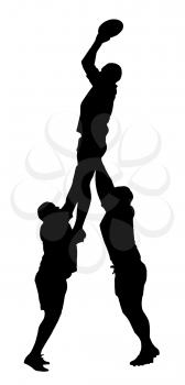 Royalty Free Clipart Image of a Rugby Lineout Jumper Support