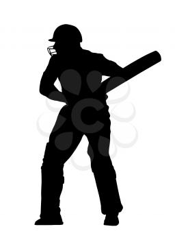 Royalty Free Clipart Image of a Silhouette of a Cricket Batsman