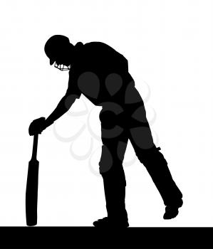 Royalty Free Clipart Image of a Silhouette of a Cricket Batsman