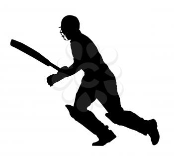 Royalty Free Clipart Image of a Silhouette of a Cricket Player