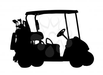 Royalty Free Clipart Image of a Silhouette of a Golf Cart