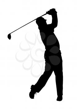 Royalty Free Clipart Image of a Golfer Swinging