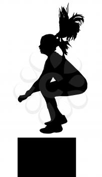 Girl with Pony Tail Hair Exercise Jumping onto Box Silhouette