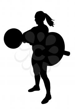 Lady Weight Lifter with Weights at Breast Height Silhouette