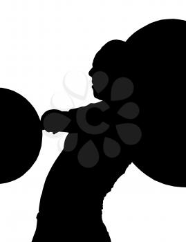 Lady Weight Lifter with Weights at Breast Height Silhouette