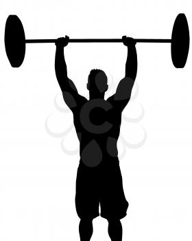 Man Weight Lifter with Weight Above Head Silhouette 