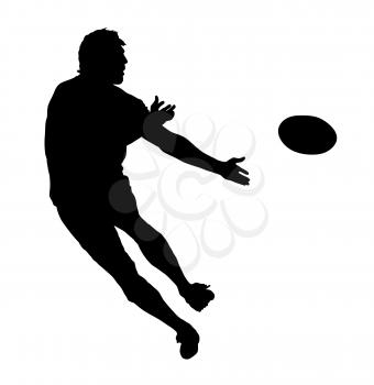 Side Profile of Rugby Speedster Passing the Ball Silhouette