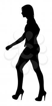 Image of a Long Legged Teenage Girl Model Walking Silhouette 