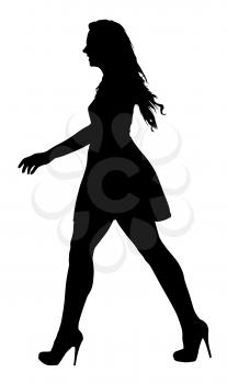Image of a Long Legged Teenage Girl Model Walking Silhouette 