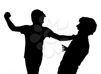 Image of Teen Boys In Fist Fight Silhouette