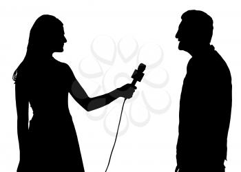 Press Interview Conducted by Woman Interviewer Silhouette 