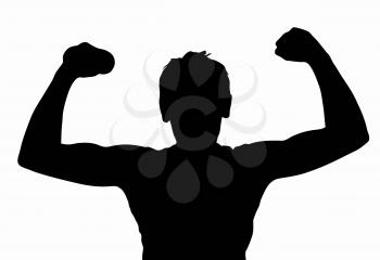 Teen Boy Silhouette Exercising Muscles with Dumbbell