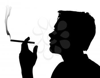 Teen Boy Silhouette Under Aged Smoking Cigarette