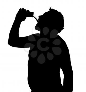 Man Silhouette Stubby European Drinking from a Can 