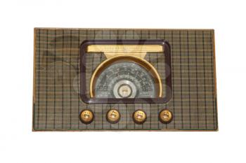 Isolated Old Vintage Wooden Box Radio on White 