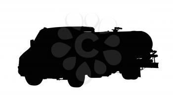Medium Size Water or Fuel Truck Isolated Silhouette  