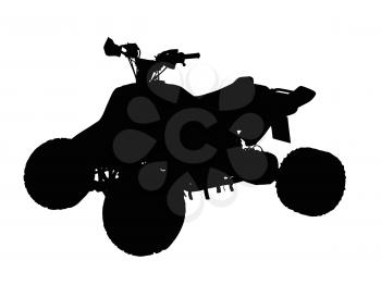 Standing Quad Bike ATV Isolated Silhouette on White