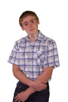 Teen boy body language expressions - Interested Standing Listening   