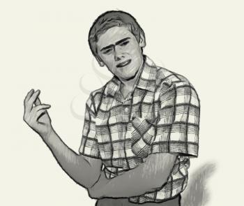 Sketch Teen boy body language expressions - Puzzled Questioning