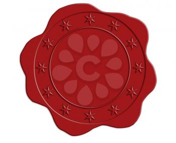 Red Wax Seal with Star Border and Open Center